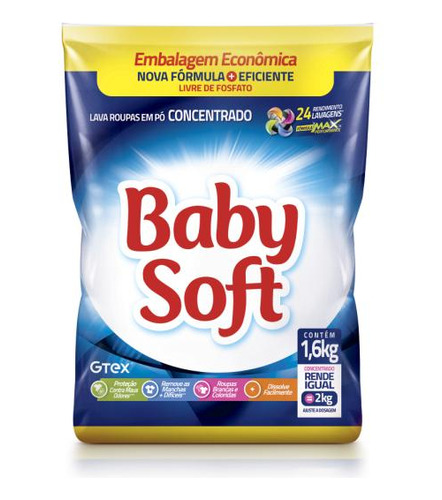 Lava Roupas Pó Baby Soft Concentrado 1,6kg