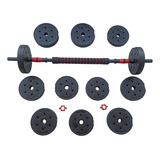 Kit / Set Mancuernas 20kg Gym Pesas Con Barra Extra De Union