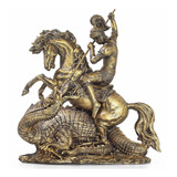 Estátua Imagem Santo Ogum São Jorge Cavalo E Dragão Resina 