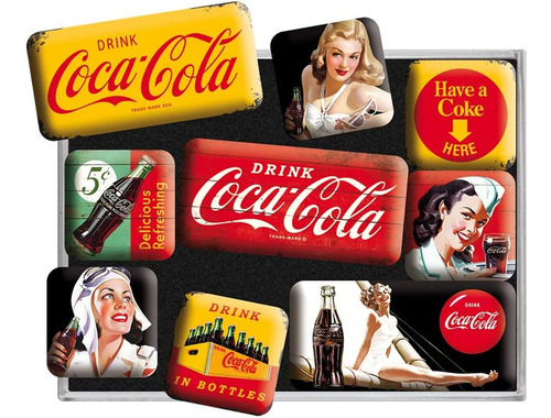 Coca-cola - Juego De 9 Mini Imanes Para Nevera