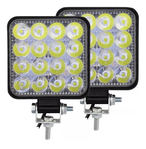 Par Faros Led Mini Redondo O Cuadrado Con Estrobo Auto Moto