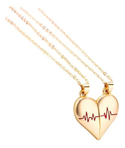 Collar Para Parejas Medio Corazón Novios Magnético Imán X2