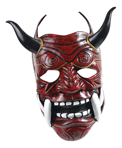 Samurai Japonés Oni Mask Máscara De Cara Completa Roja