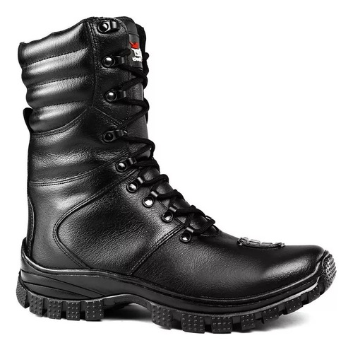 Coturno Tenis Bota Militar Tatica Couro Impermeavel C/ Ziper