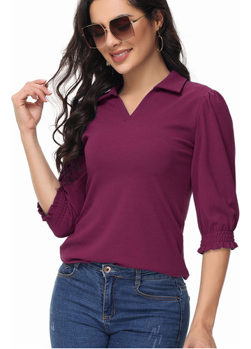 Blusa Moda Casual Suelto Elegante 3/4 Manga Para Mujer