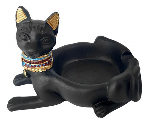 Cinzeiro Egípcio Gato Pequeno De Resina