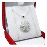 Conjunto De Plata 925 Arbol De La Vida Cadena 45cm Regalo