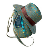 Combo Sombrero Calado + Bolso Elegante Azul Cielo