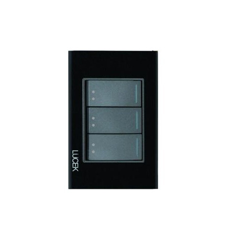 Placa 3 Apagador Escalera Lucek Cristal Negro