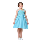 Vestido Infantil Menina Azul Claro Alcinha Modelo Ciganinha