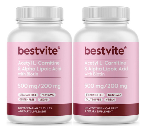 Bestvite Acetil L-carnitina 500 Mg Y Ácido Alfa Lipoico 200
