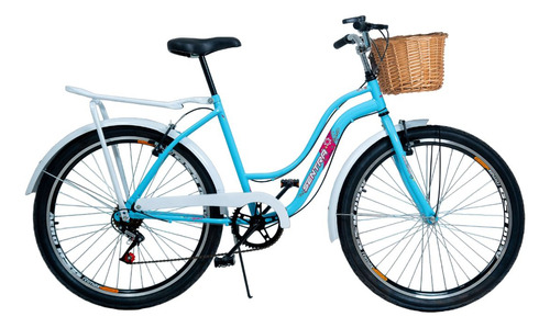 Bicicleta Feminina Aro 26 6v Azul Bebê Lady Vintage Retrô Co