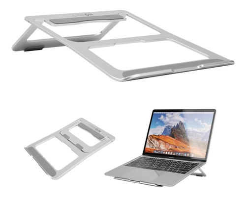 Soporte Base Alzador Aluminio Para Macbook Notebook 10 A 17 Color Aluminio Linkon