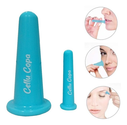 Ventosa Facial Cupping Cellu Copa Silicona Celeste