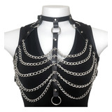 Arreio Harness De Couro Com Correntes Body Chain Gothic Rock