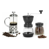 Pack Cafetera Francesa 1000ml Con Moledor Manual  De Cafe