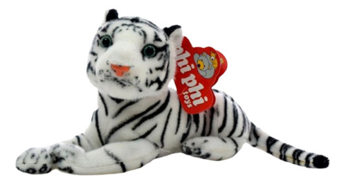 Peluche Tigre Albino Echado 24 Cm