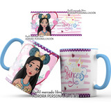 Mug  Taza Oreja E Interior Azul Princesas Disney Regalo 006