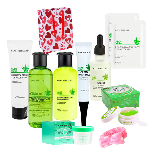 Kit Cuidado Facial Maxbelle Aloe Vera Mascarillas Para Ojera