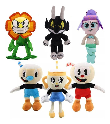 6pcs Cuphead Mugman Ms. Chalice Peluche Muñeca Niños Regalo