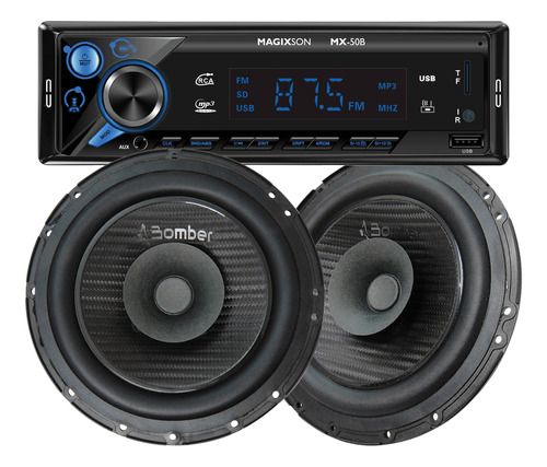 Combo Estereo Auto Led Bluetooth Parlantes Fm 6 Pulgadas