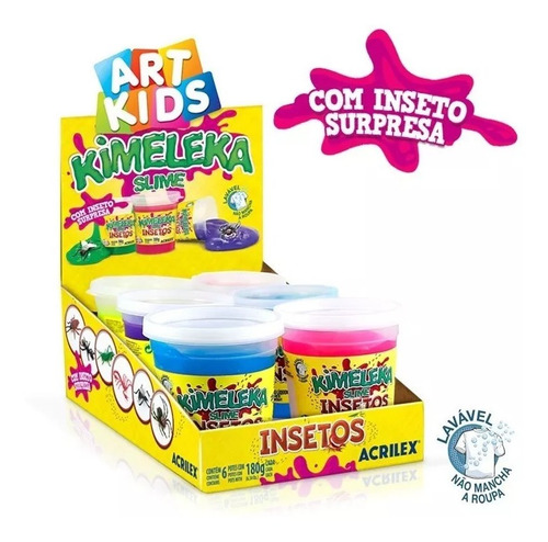 Slime Kimeleka Insetos 180g Art Kids Caixa Com 6 Unidades