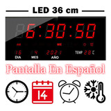 Reloj De Pared Led Tiempo Real Digital Termómetro Con Alarma