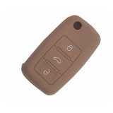 Funda Silicon Llave De Volkswagen 3 Botones En Cafe