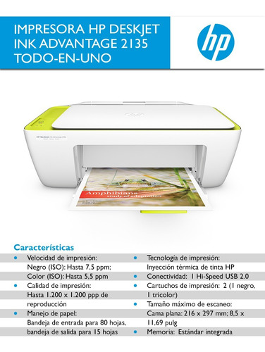 Impresora Deskjet Ink Advantage 2135 Multifuncion Como Nueva