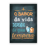 Quadro Decorativo Cozinha Frase Sabor Da Vida Mdf  20x30 Cm 