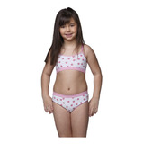 Kit 3 Conjuntos Lingerie Infantil Top Calcinha Menina Moça