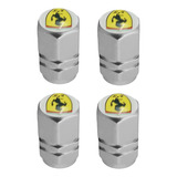 4 Tapones De Válvula Ferrari Para Llantas Aluminio Plateado