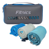 Toalla Microfibra Set De 3 Fitnics 100x30 Ejercicio +estuche