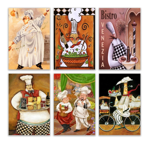 6 Placas Decorativas Quadrinhos Mdf Cozinha Café Vintage 