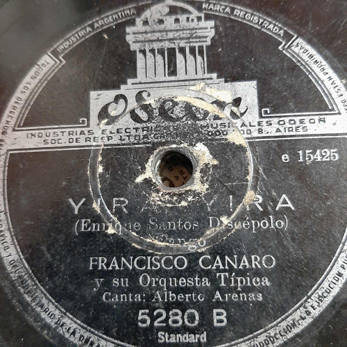 Pasta Francisco Canaro Lucerito Arenas Odeon C206