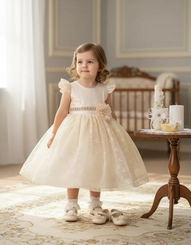 Vestido Bautizo Niña + Kit De Vela + Zapatos + Calcetas Ania | Meses sin interés