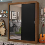 Guarda-roupa Madesa Dallas Plus 2 Portas Espelho 4 Gavetas Cor Rustic/preto