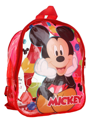 Disney Mochila Escolar Mickey Mouse Trasparente Rojo 83360 Color Morado