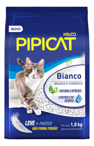 Areia Sanitária Pipicat Kelco Bianco P/ Gatos - 1,8kg