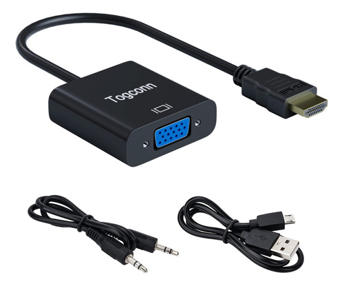 Togconn Adaptador Hdmi A Vga, Conector Hdmi Macho A Vga Hemb