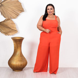 Conjunto Calça Pantalona E Cropped Duna Lastex Plus Size 