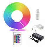 Manguera Tira Luces Neon Led Rgb 5mts Fuente Y Controladora