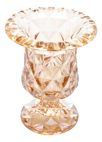 Vaso Lyor Diamond De Vidro Âmbar Metalizado 14,5 X 11,5cm