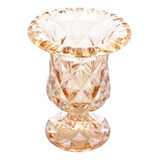 Vaso Lyor Diamond De Vidro Âmbar Metalizado 14,5 X 11,5cm