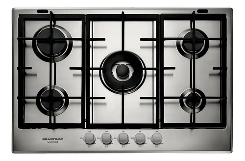 Fogão Cooktop Gás Brastemp Gourmand Bdk75 Inox 220v 5 Bocas