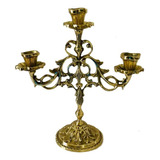 Castiçal Três Velas Bronze Floral Religião Igrejas Decoração