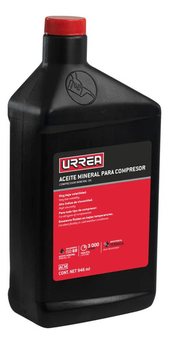 Aceite Para Compresor Urrea Acm Mineral 946ml 1000 Horas  