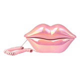 Teléfono De Labios Rosas Glitter Retro Alámbrico 