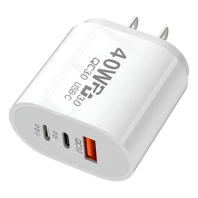 Cargador De 3 Puertos Usb Y C 40w Adaptador Clavija Enchufe | Meses sin interés