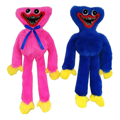 2 Peluches Huggy Wuggy Poppy Playtime - 40 Cm Alta Calidad Rosa Y Azul